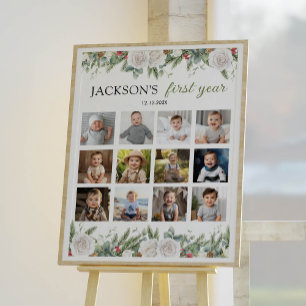 Póster Rótulo del primer año de la foto del invierno en O