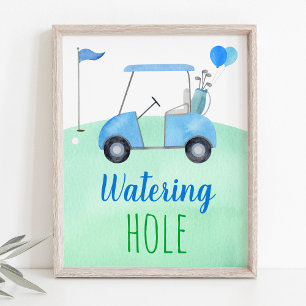 Póster Rótulo del primer cumpleaños de golf Par-tee Water