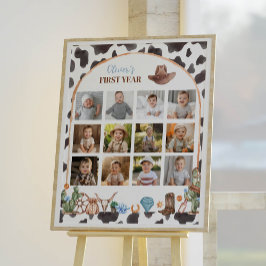 Póster Rótulo del primer cumpleaños de Highland Cowboy