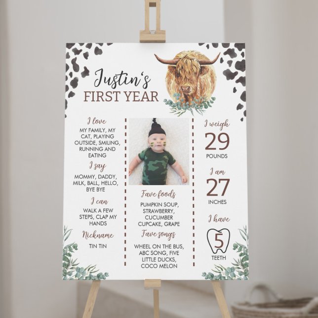 Póster Rótulo del primer cumpleaños de la vaca de Highlan (Subido por el creador)