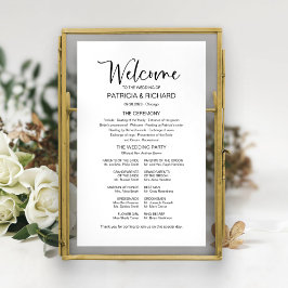 Póster Rótulo del programa de casamiento de caligrafía mo