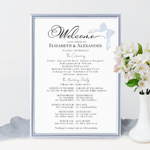 Póster Rótulo del programa de ceremonias bodas   Blue Bow