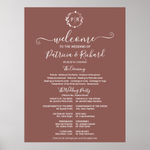 Póster Rótulo del programa de ceremonias de Boda de monog