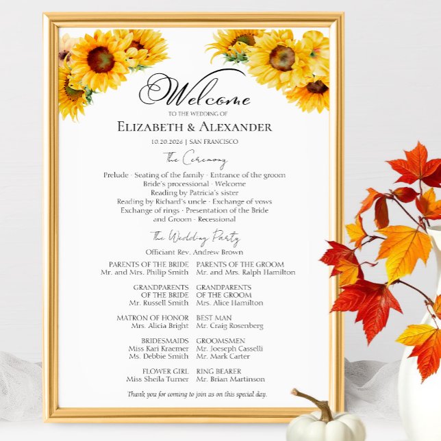 Póster Rótulo del programa de ceremonias de Boda de otoño (Subido por el creador)