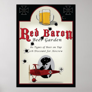 Póster Rótulo del Pub, barón rojo Beer Garden