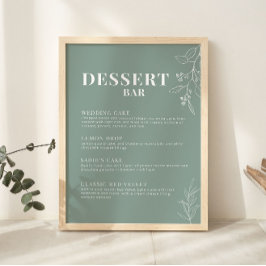 Póster Rótulo del Sage Green Dessert Bar Boda