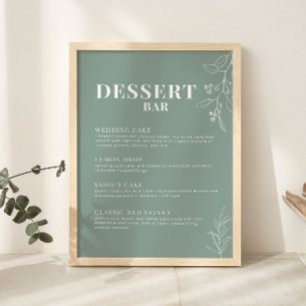 Póster Rótulo del Sage Green Dessert Bar Boda