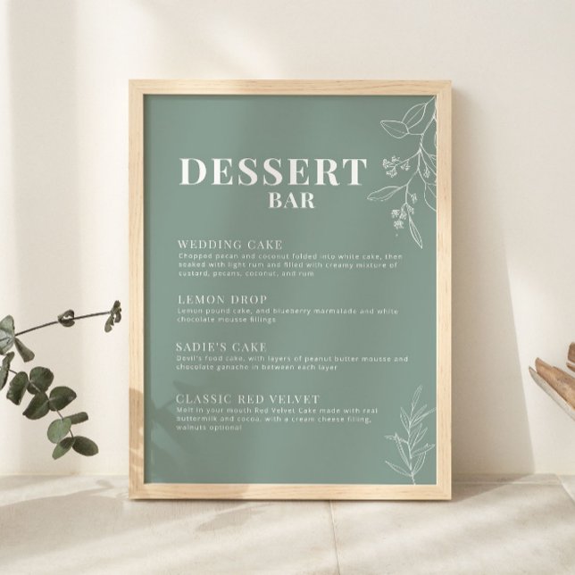 Póster Rótulo del Sage Green Dessert Bar Boda (Subido por el creador)