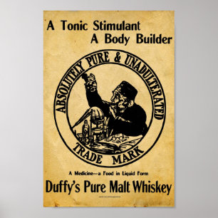 Póster Rótulo del whisky de malta de Duffys del vintage