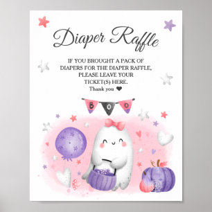 Póster Rótulo Diaper Raffle, Chica de Baby Shower de Hall
