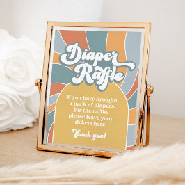 Póster Rótulo Diaper Raffle Groovy Retro Sunshine