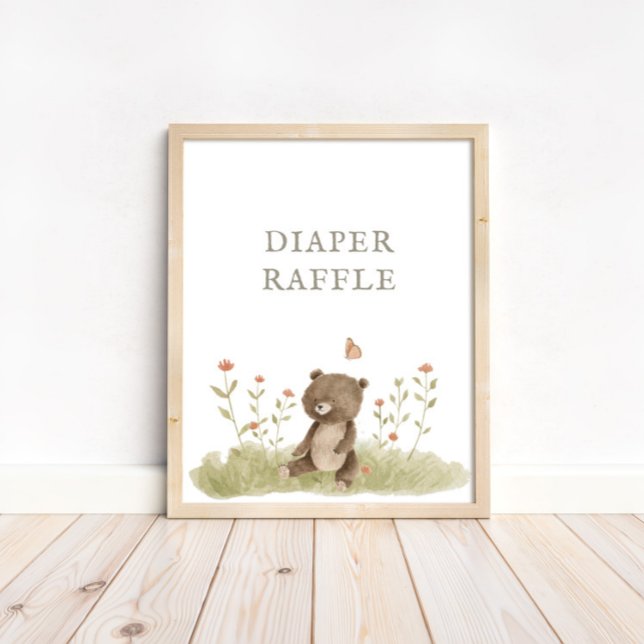 Póster Rótulo Diaper Raflle de Woodland Forest Baby Showe (Subido por el creador)