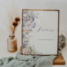 Rótulo Dusty Blue Cream Floral Favor