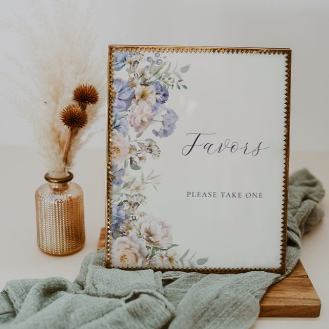 Póster Rótulo Dusty Blue Cream Floral Favor (Subido por el creador)