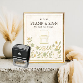 Póster Rótulo el libro | Baby Shower Build a Library