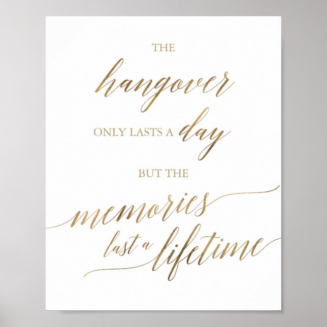 Póster Rótulo elegante de caligrafía dorada de resaca y R (Frente)