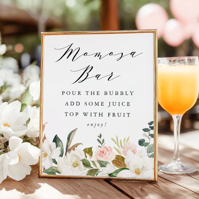 Póster Rótulo elegante Magnolia Baby Shower Momosa Bar (Subido por el creador)