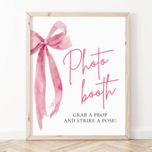 Póster Rótulo Elegante Rubor Pink Bow Photo Booth