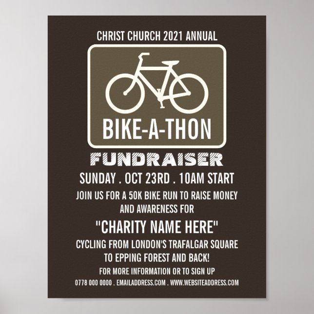 Póster Rótulo en bicicleta, evento benéfico de bicicleta  (Frente)