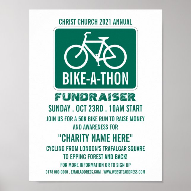 Póster Rótulo en bicicleta, evento benéfico de bicicleta  (Frente)