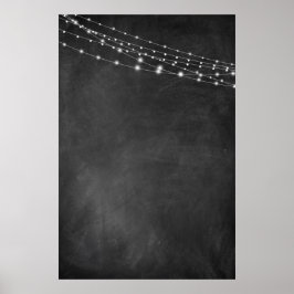 Póster Rótulo en blanco con pizarra y cadenas ligeras: DI