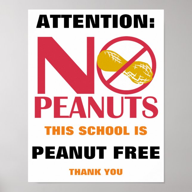 Póster Rótulo escolar gratis de cacahuete para la escuela (Frente)