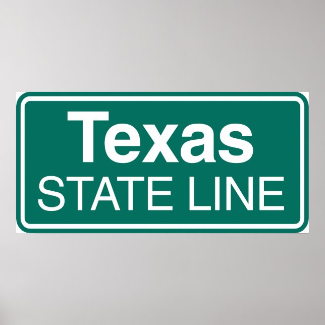 Póster Rótulo Estatal de Línea de Carretera de Texas (Frente)