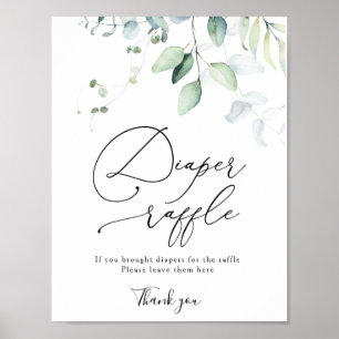 Póster Rótulo Eucalyptus Greenery Diaper Raffle