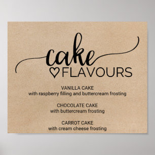 Póster Rótulo Faux Kraft Boda Cake Flavor
