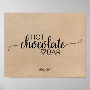 Póster Rótulo Faux Kraft Hot Chocolate Bar