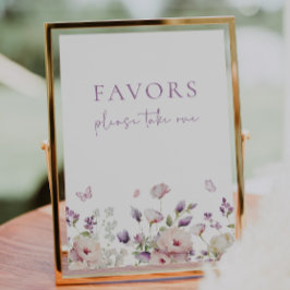 Póster Rótulo Favor de Jardín de Mariposa