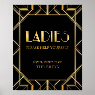 Póster Rótulo femenino de cesta de baño   Gatsby Art Deco