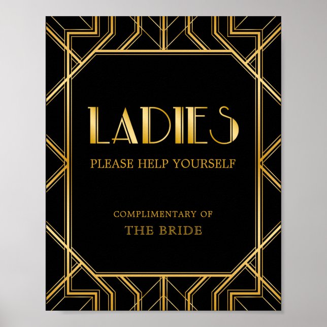 Póster Rótulo femenino de cesta de baño | Gatsby Art Deco (Frente)