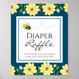 Póster Rótulo Fiesta Cute Bee Baby Shower Diaper Raffle