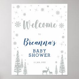 Póster Rótulo Fiesta de bienvenida de Winter Boy Baby Sho