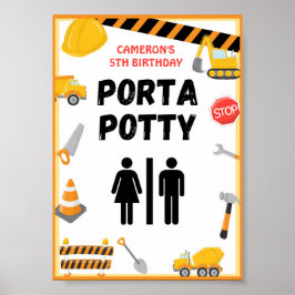 Póster Rótulo Fiesta de Construcción, Cumpleaños, Baby Sh