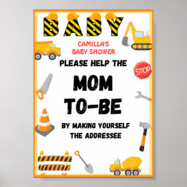 Póster Rótulo Fiesta de Construcción, Rótulo Baby Shower