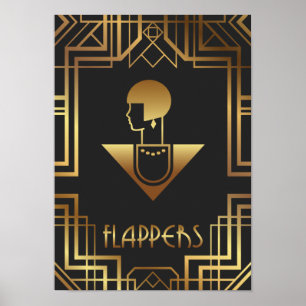 Póster Rótulo Fiesta de Flappers de los años 1920