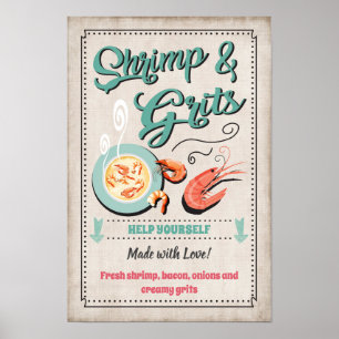 Póster Rótulo Fiesta de gambas y gambas