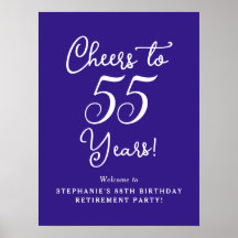 Rótulo Fiesta de Jubilación de 55 años con morado