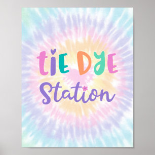 Póster Rótulo Fiesta de la estación de tintes de arcoiris