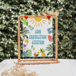 Póster Rótulo Fiesta de la piscina de la estación de prot