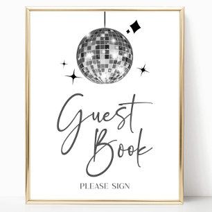 Póster Rótulo Fiesta de libros de invitados Silver Disco