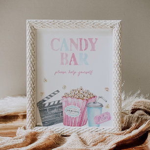 Póster Rótulo Fiesta de películas Candy Bar Digital o i