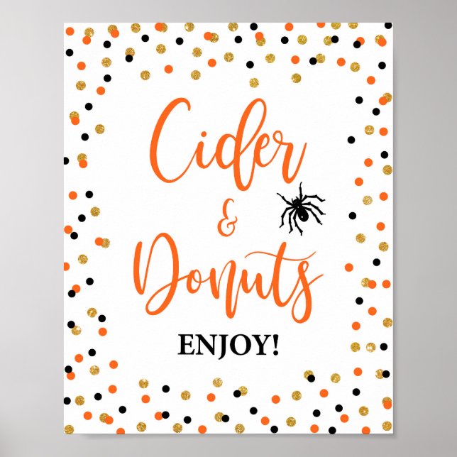 Póster Rótulo Fiesta de sidra y donuts de Halloween (Frente)