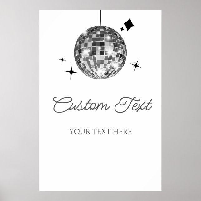 Póster Rótulo Fiesta de texto Personalizado de bola de di (Frente)