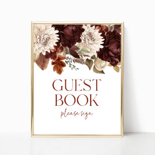 Póster Rótulo Fiesta del libro de invitados con flores de