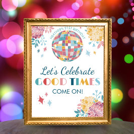 Póster Rótulo Fiesta disco celebra buenos tiempos