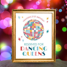 Póster Rótulo Fiesta Disco Dancing Queens
