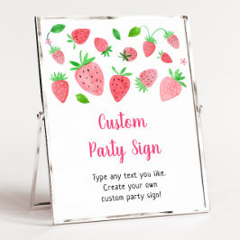 Póster Rótulo Fiesta editable Strawberry Berry Sweet